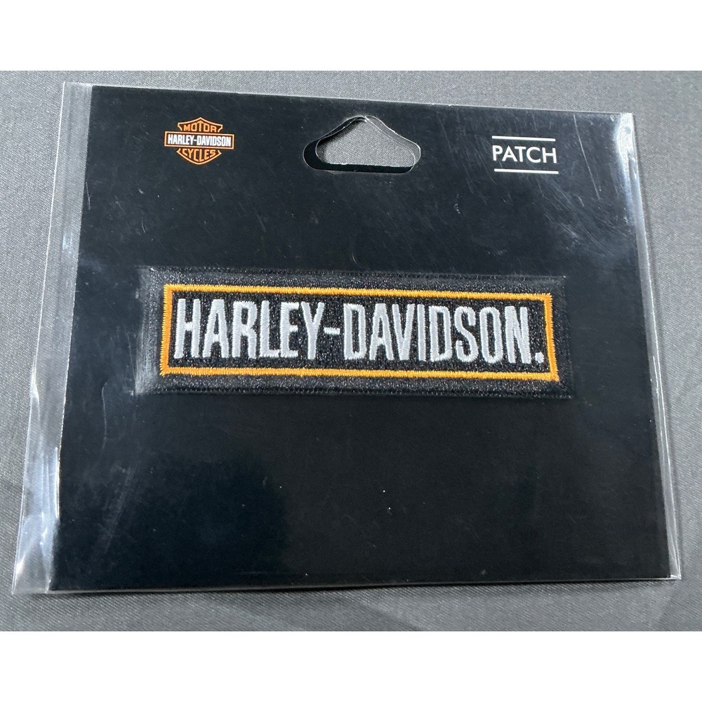 Harley-Davidson Embroidered Logo Sew-On Patch Black Orange 3.5 Inch 682608011642